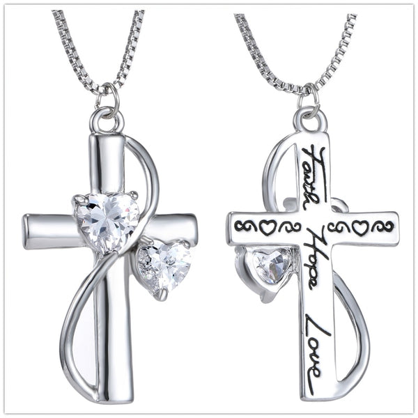 Crystal Faith Hope Love Cross Necklace