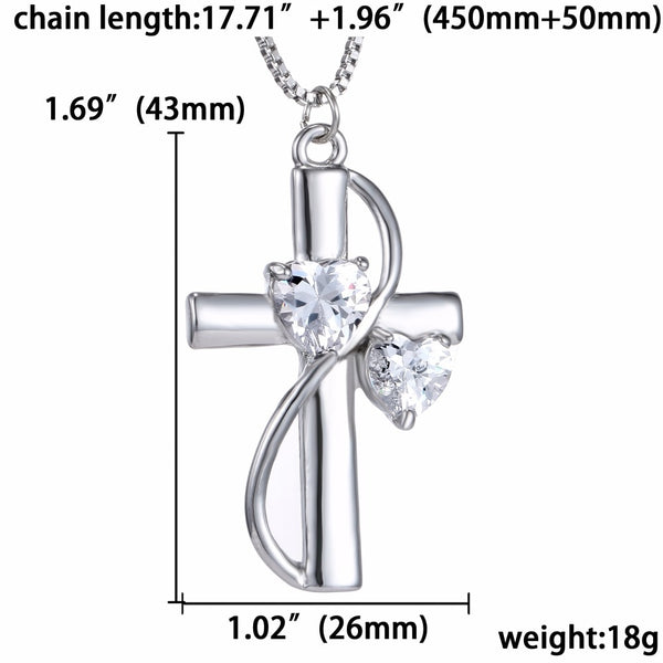 Crystal Faith Hope Love Cross Necklace